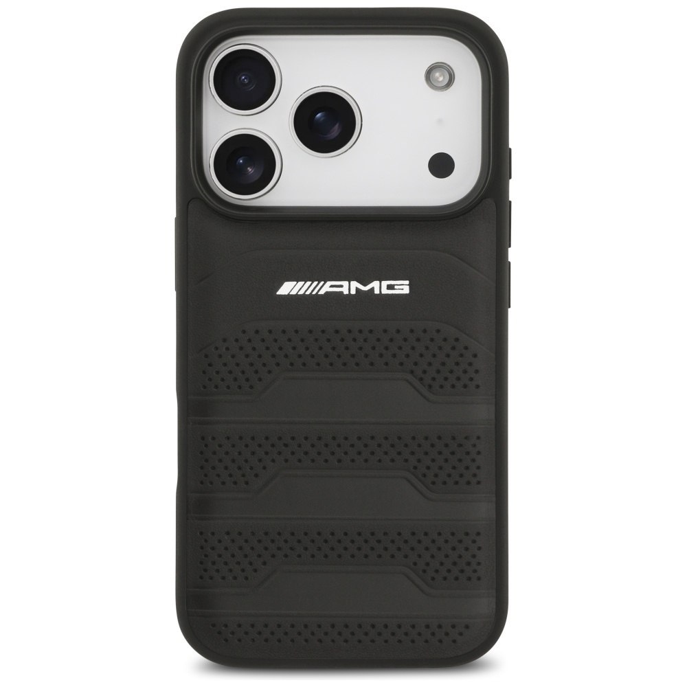 Etui AMG Leather Debossed Lines Logo do iPhone 17 Pro czarny